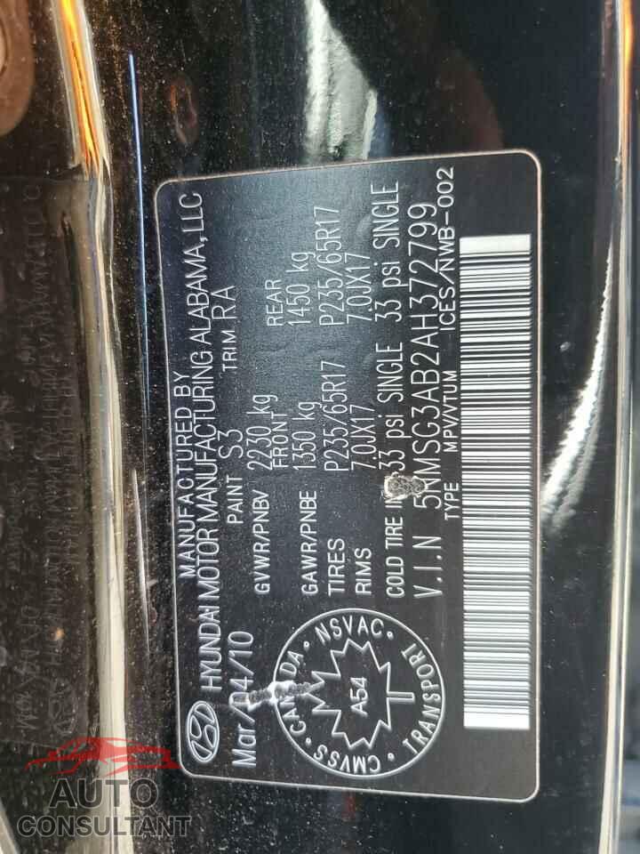 HYUNDAI SANTA FE 2010 - 5NMSG3AB2AH372799
