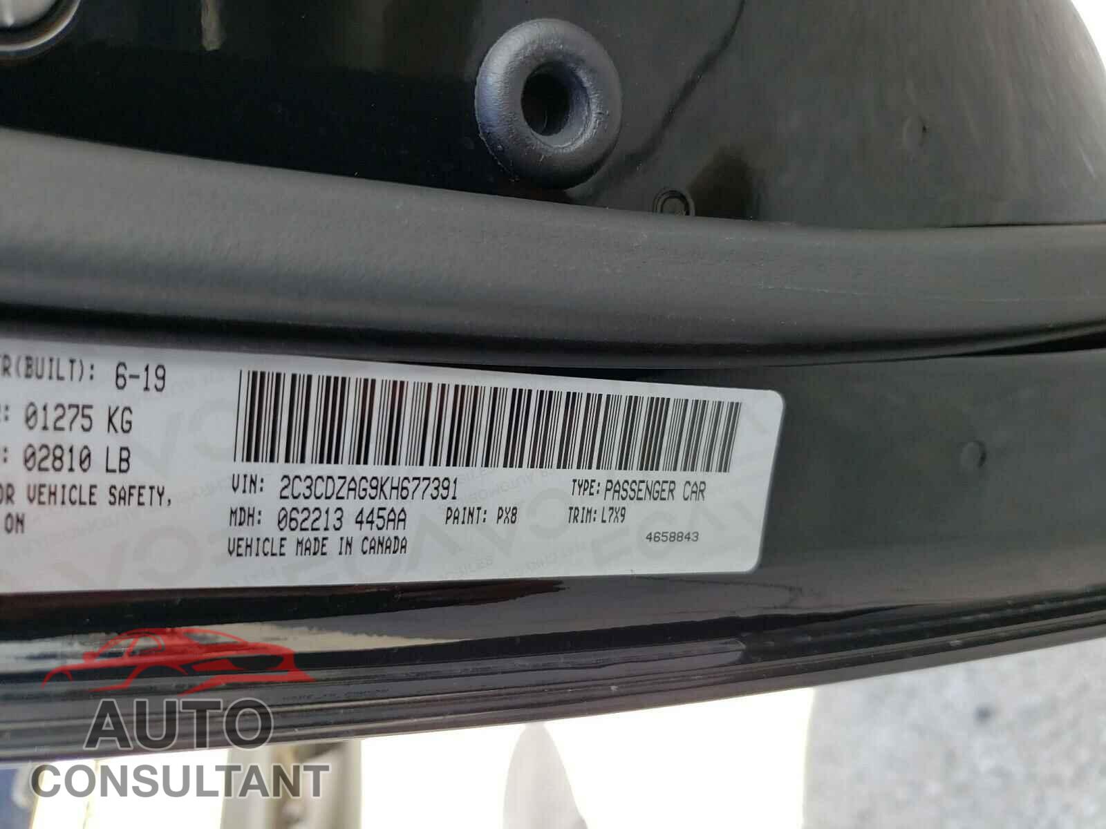DODGE CHALLENGER 2019 - 2C3CDZAG9KH677391