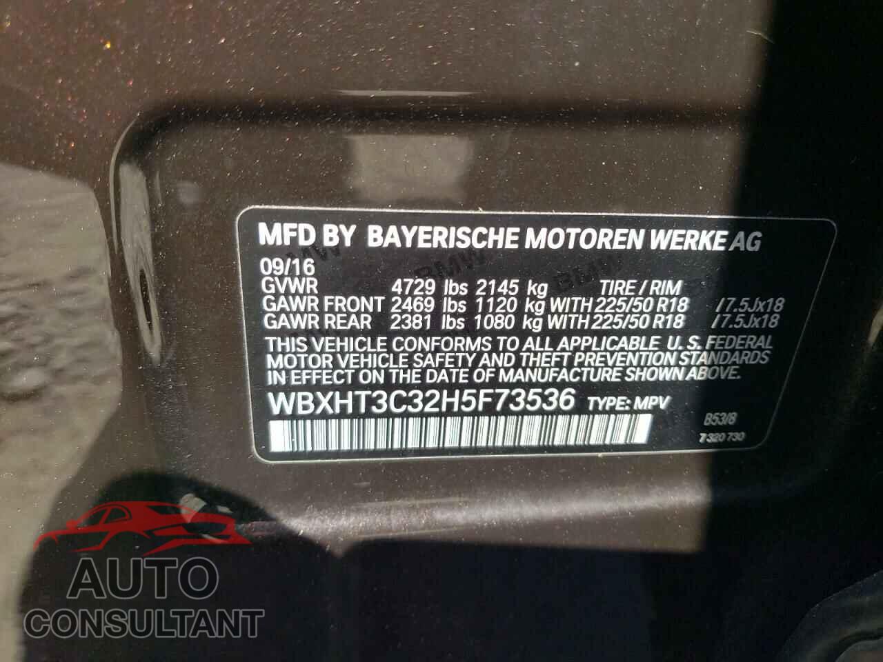 BMW X1 2017 - WBXHT3C32H5F73536