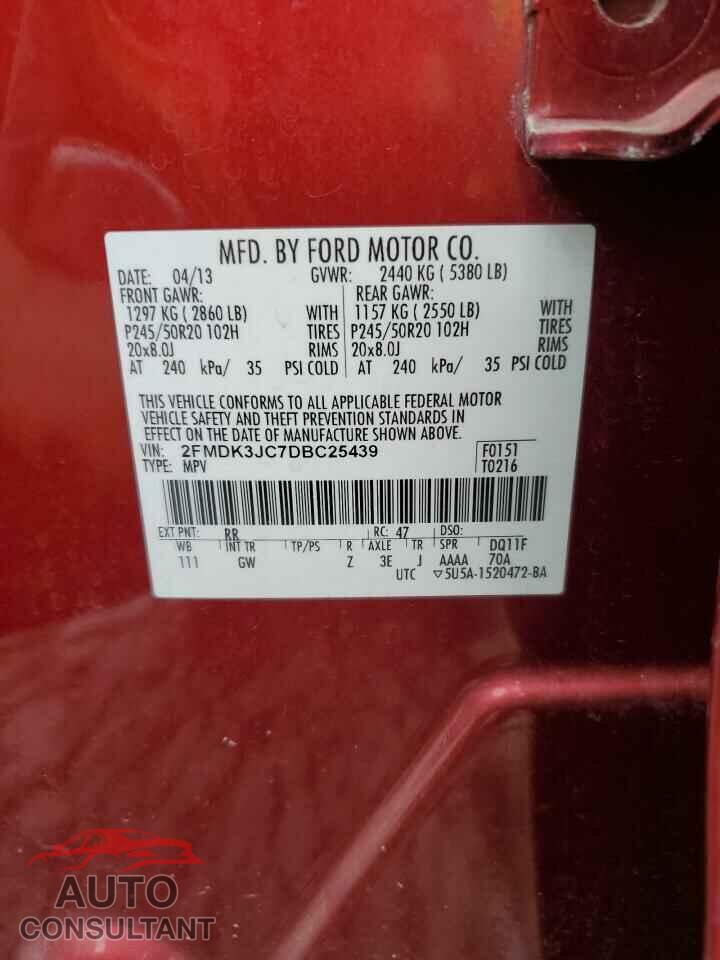 FORD EDGE 2013 - 2FMDK3JC7DBC25439