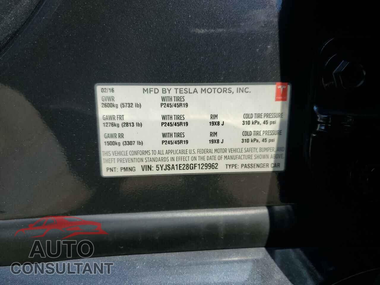 TESLA MODEL S 2016 - 5YJSA1E28GF129962