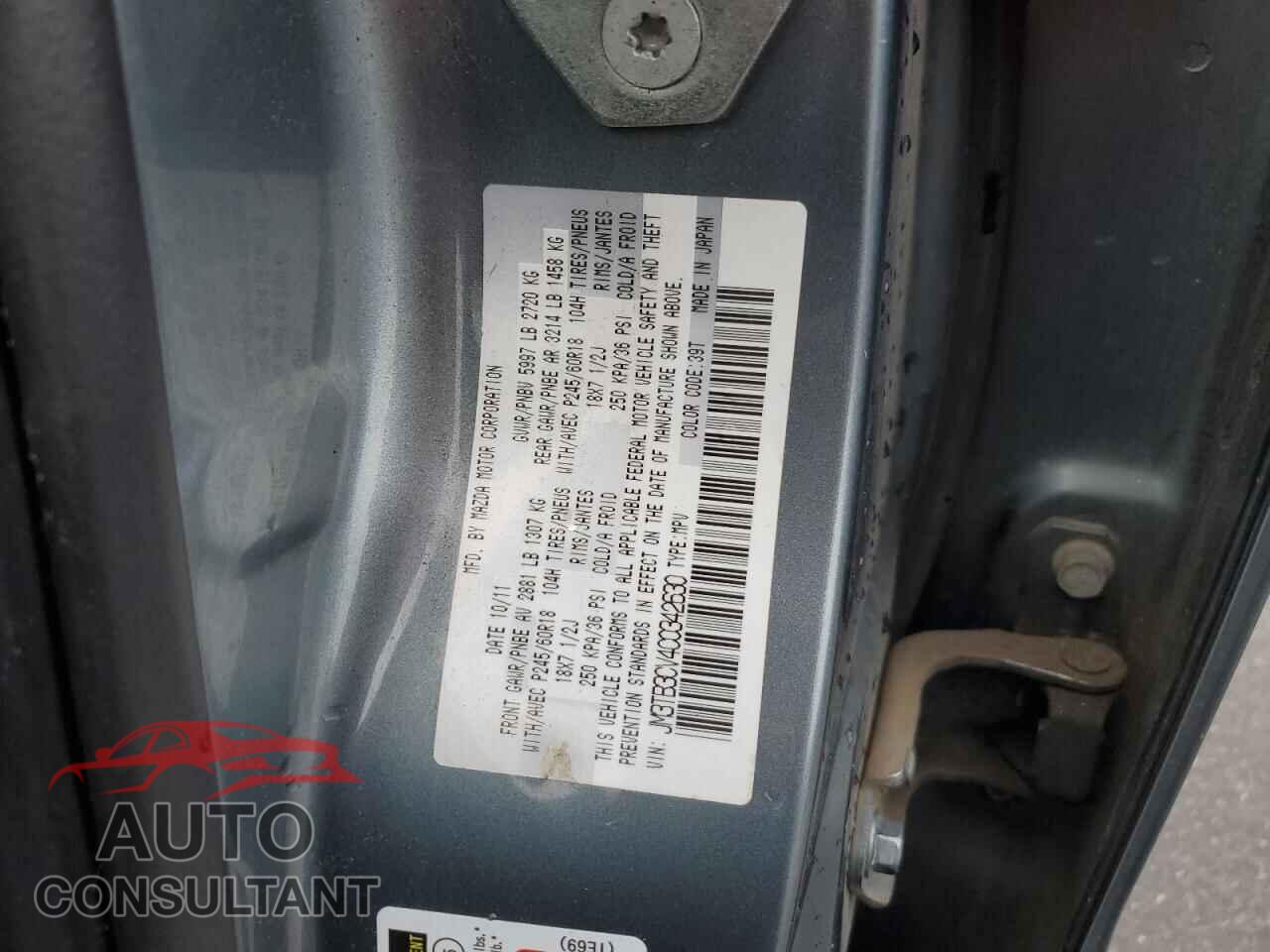 MAZDA CX-9 2012 - JM3TB3CV4C0342630