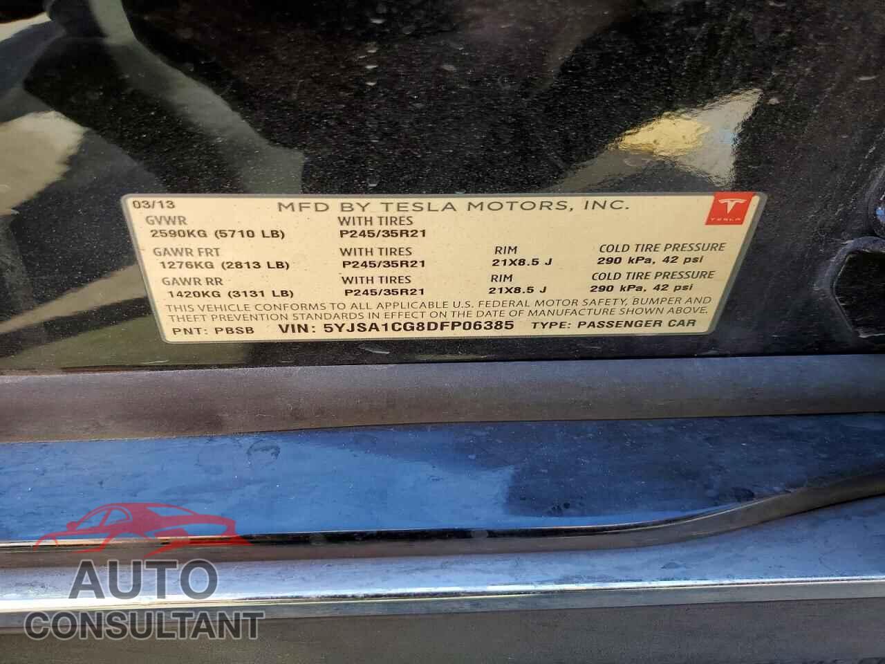 TESLA MODEL S 2013 - 5YJSA1CG8DFP06385
