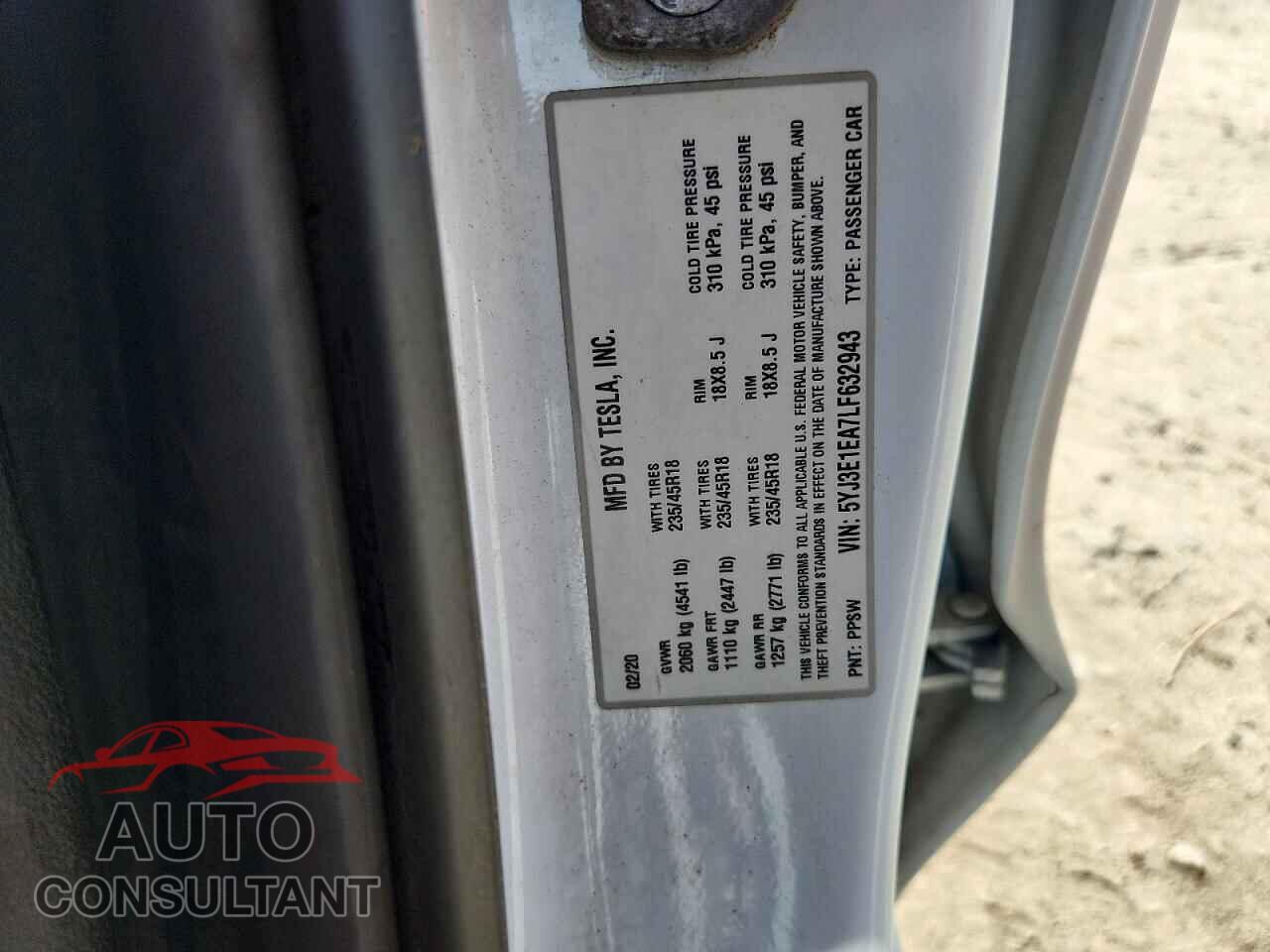 TESLA MODEL 3 2020 - 5YJ3E1EA7LF632943