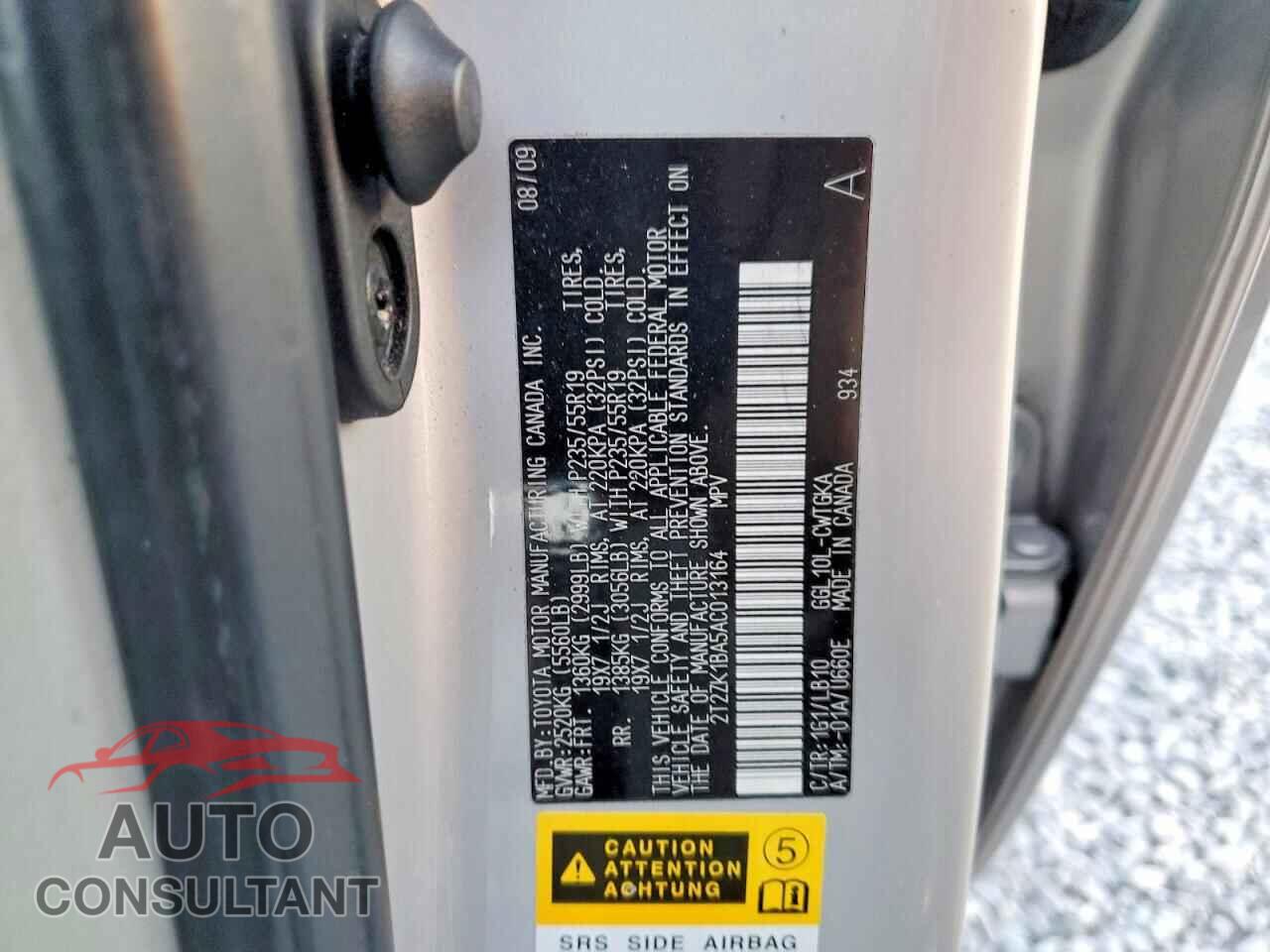 LEXUS RX350 2010 - 2T2ZK1BA5AC013164