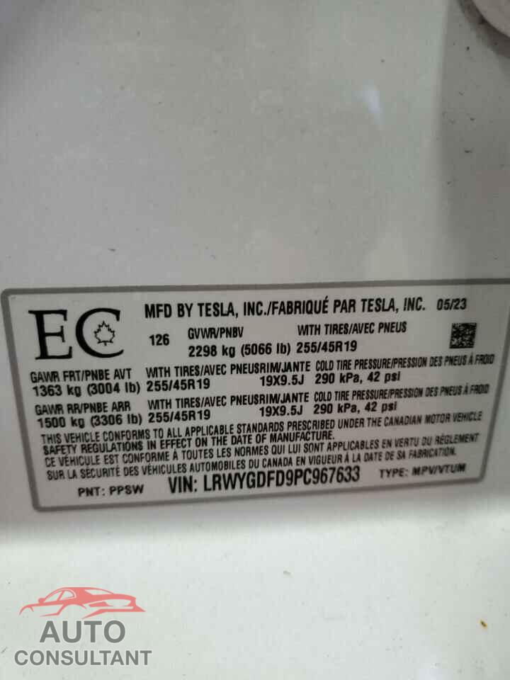 TESLA MODEL Y 2023 - LRWYGDFD9PC967633