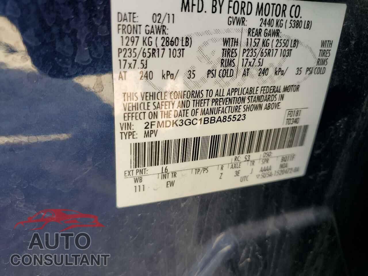 FORD EDGE 2011 - 2FMDK3GC1BBA85523
