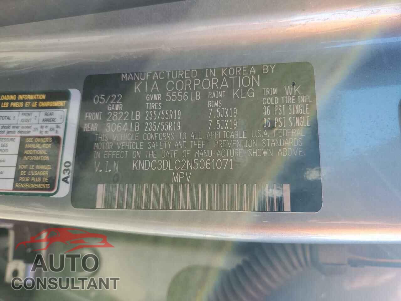 KIA EV6 LIGHT 2022 - KNDC3DLC2N5061071