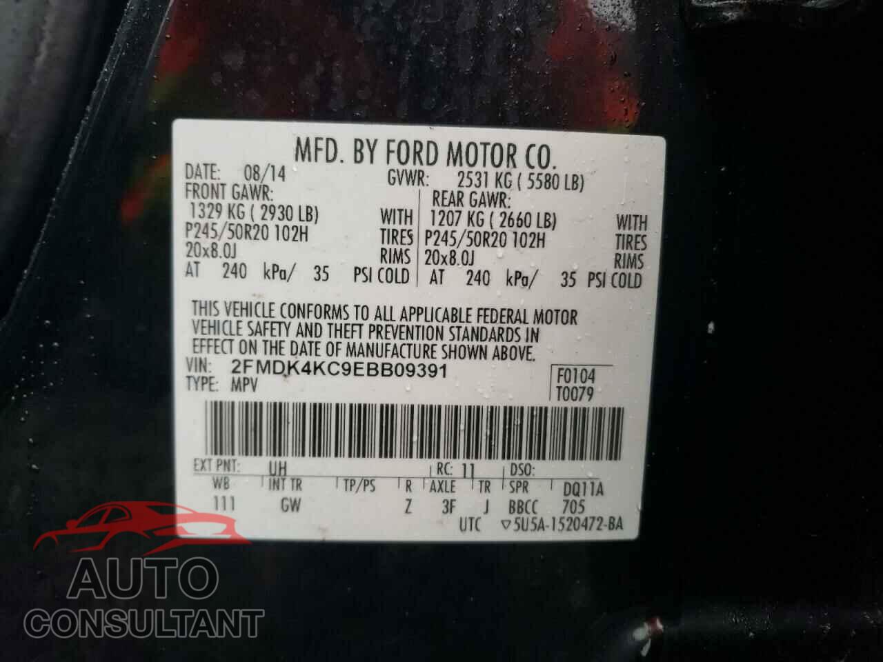 FORD EDGE 2014 - 2FMDK4KC9EBB09391