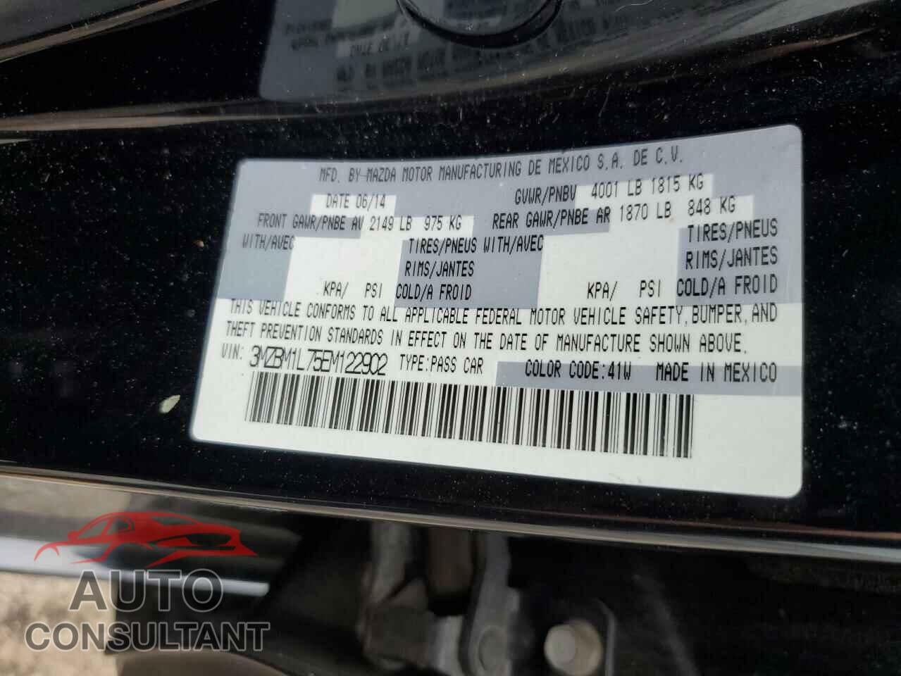 MAZDA 3 2014 - 3MZBM1L75EM122902