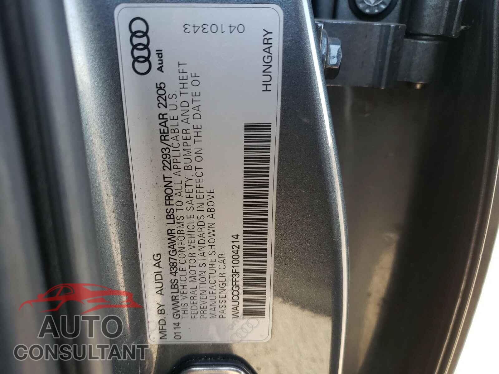 AUDI A3 2015 - WAUCCGFF3F1004214