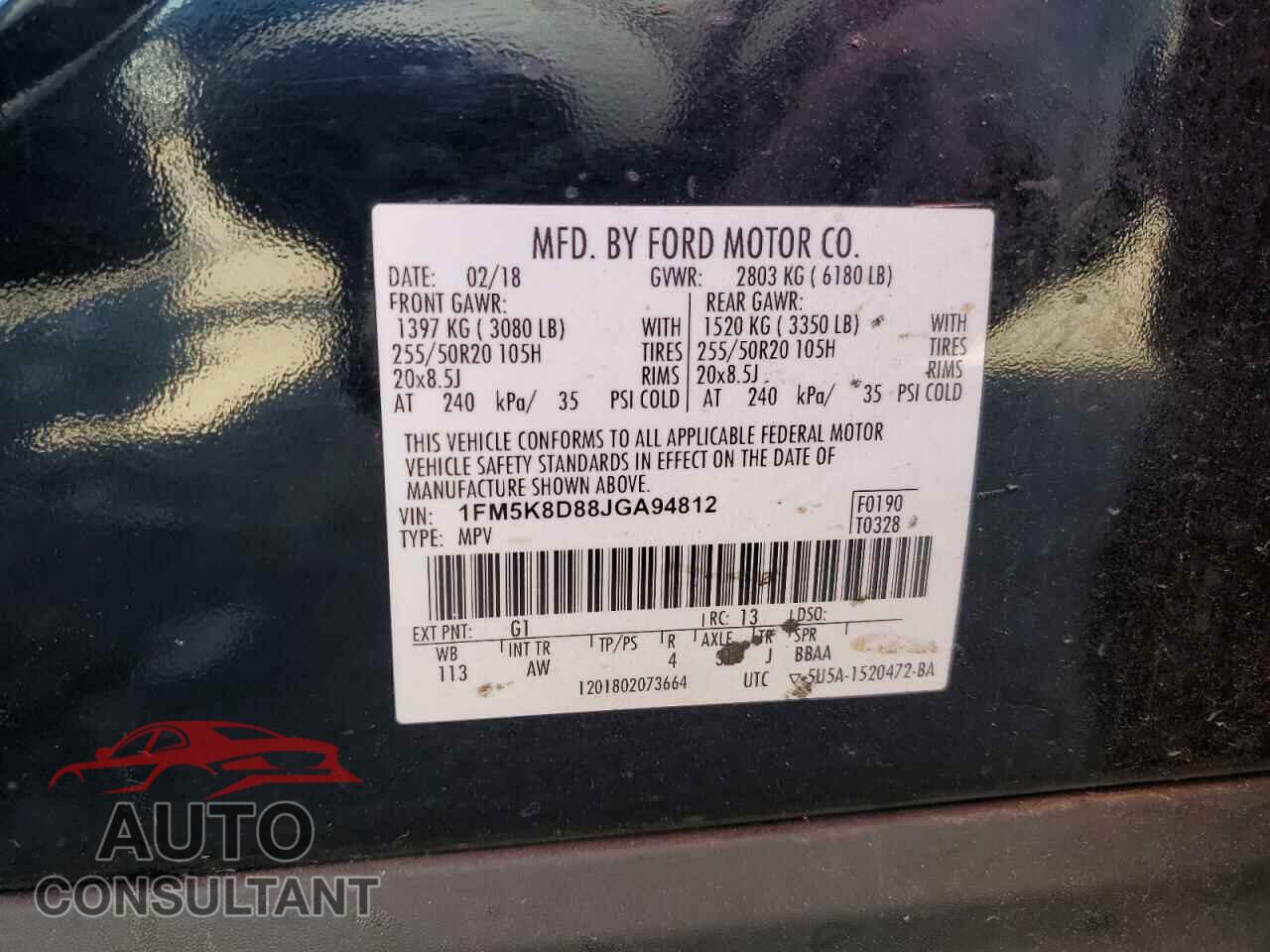 FORD EXPLORER 2018 - 1FM5K8D88JGA94812