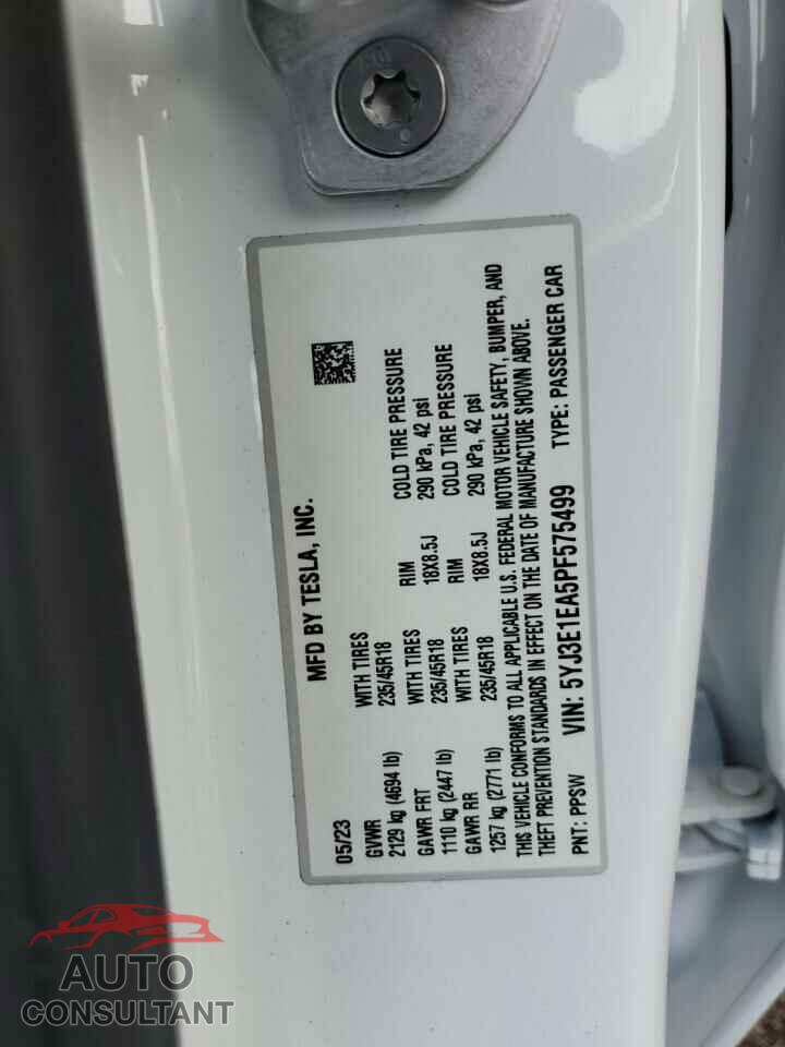 TESLA MODEL 3 2023 - 5YJ3E1EA5PF575499
