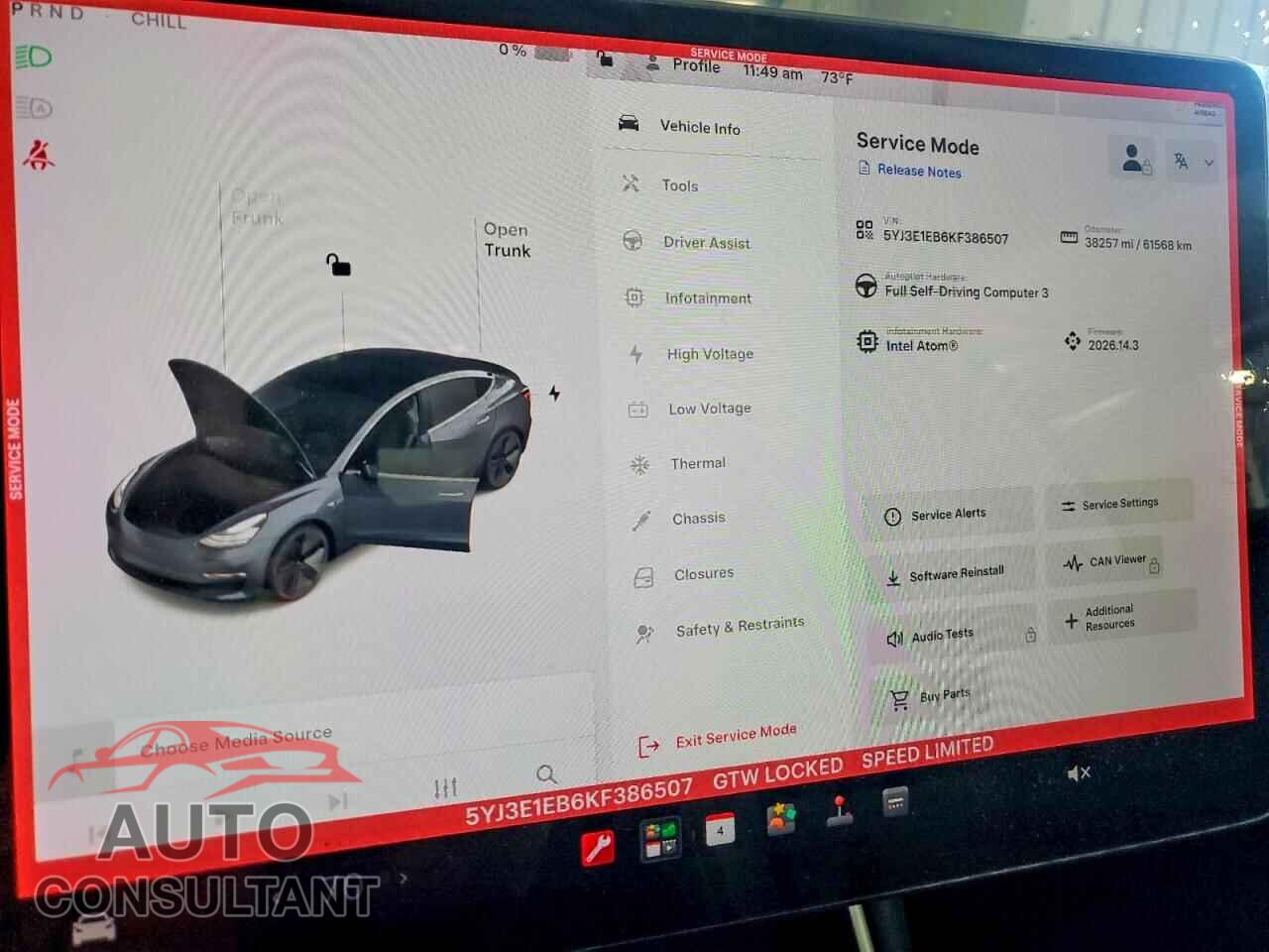 TESLA MODEL 3 2019 - 5YJ3E1EB6KF386507