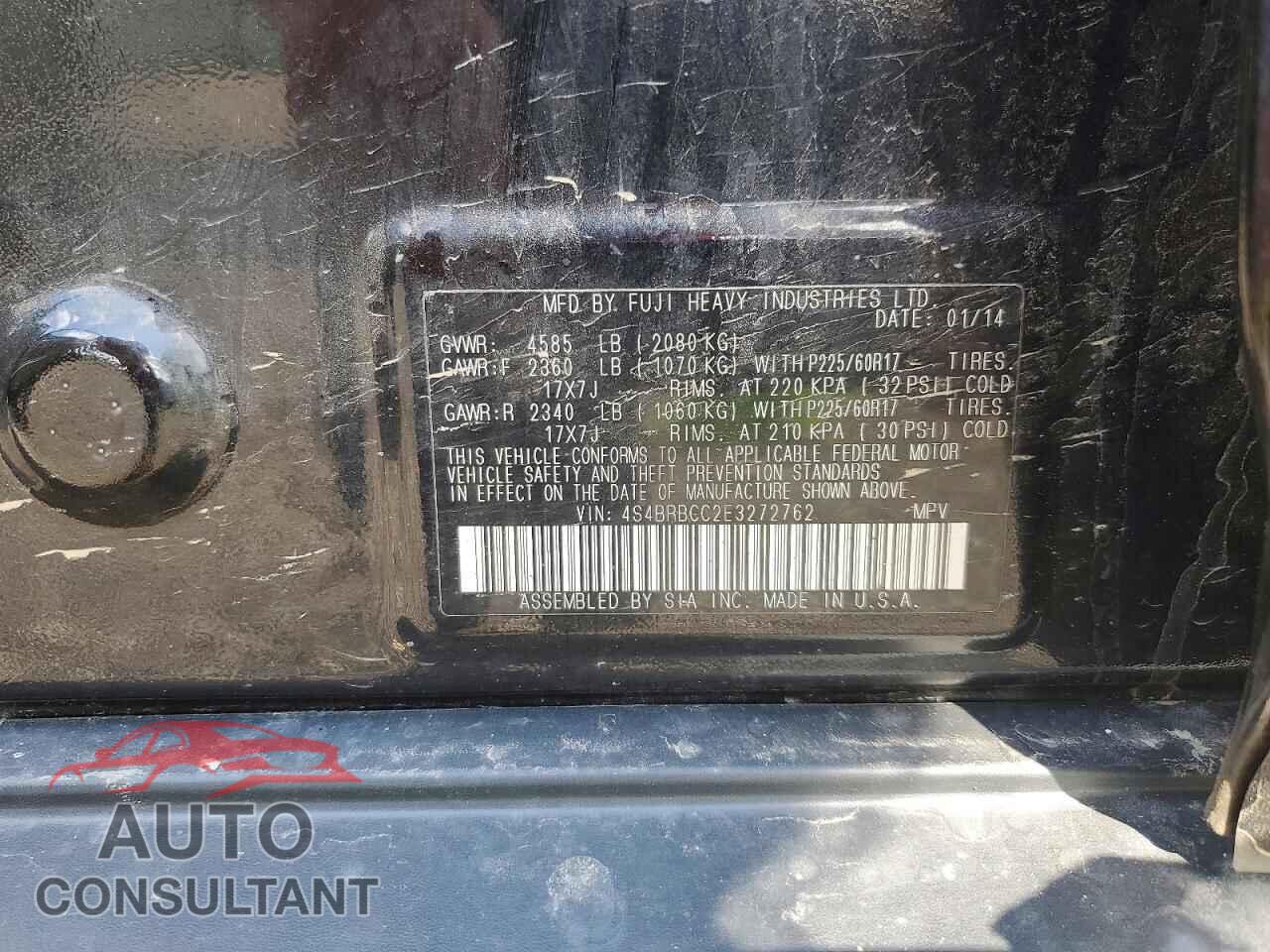 SUBARU OUTBACK 2014 - 4S4BRBCC2E3272762