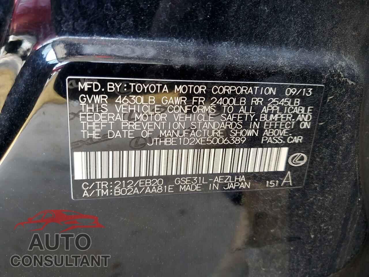 LEXUS IS 2014 - JTHBE1D2XE5006389