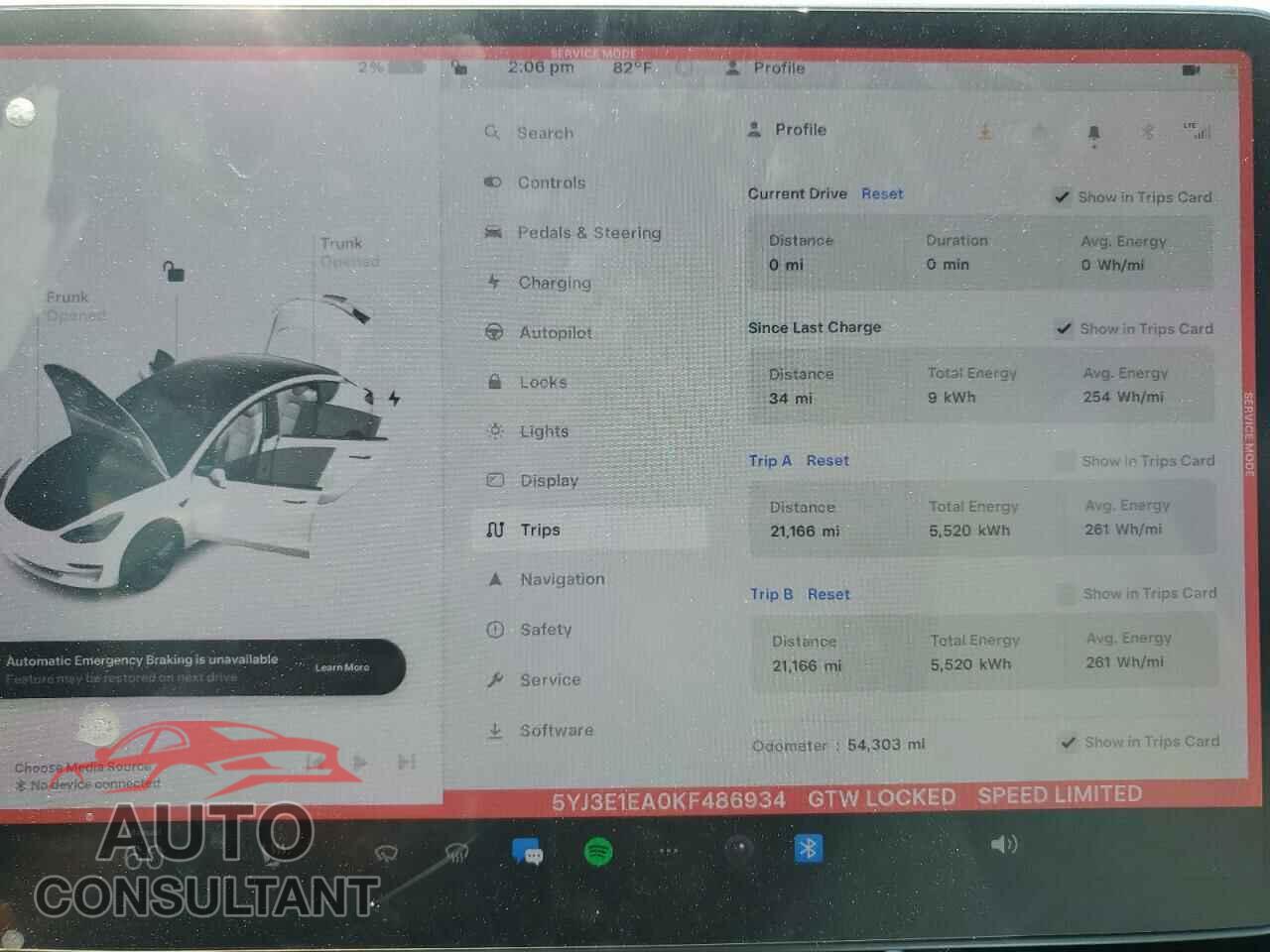 TESLA MODEL 3 2019 - 5YJ3E1EA0KF486934