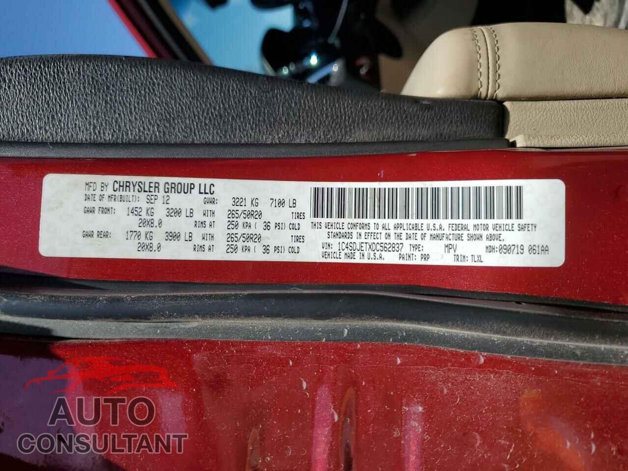 DODGE DURANGO 2013 - 1C4SDJETXDC562837