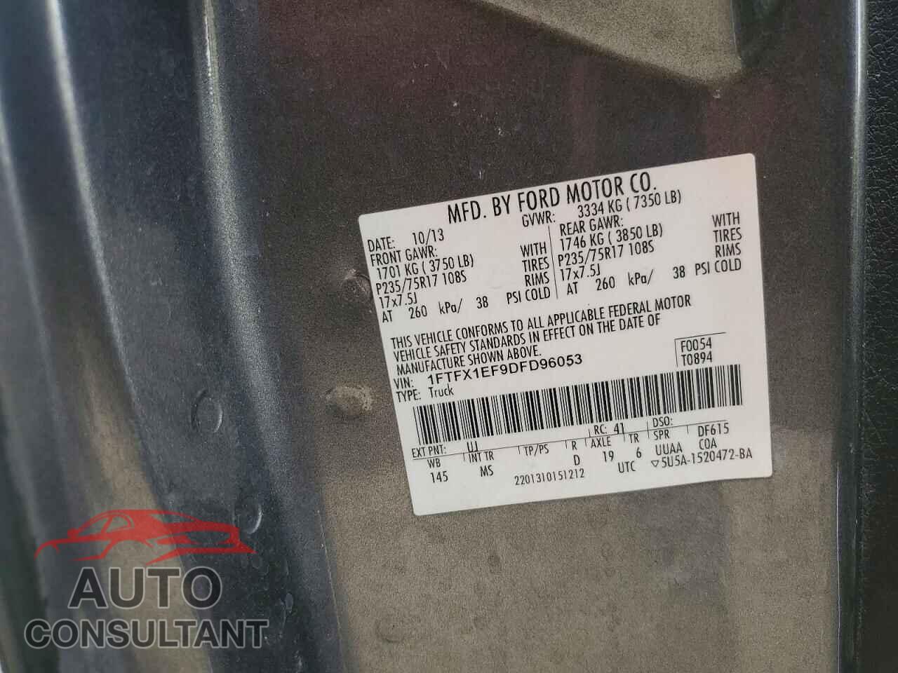 FORD F150 2013 - 1FTFX1EF9DFD96053