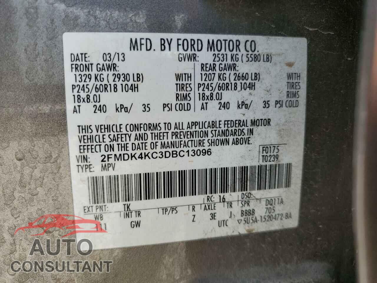 FORD EDGE 2013 - 2FMDK4KC3DBC13096