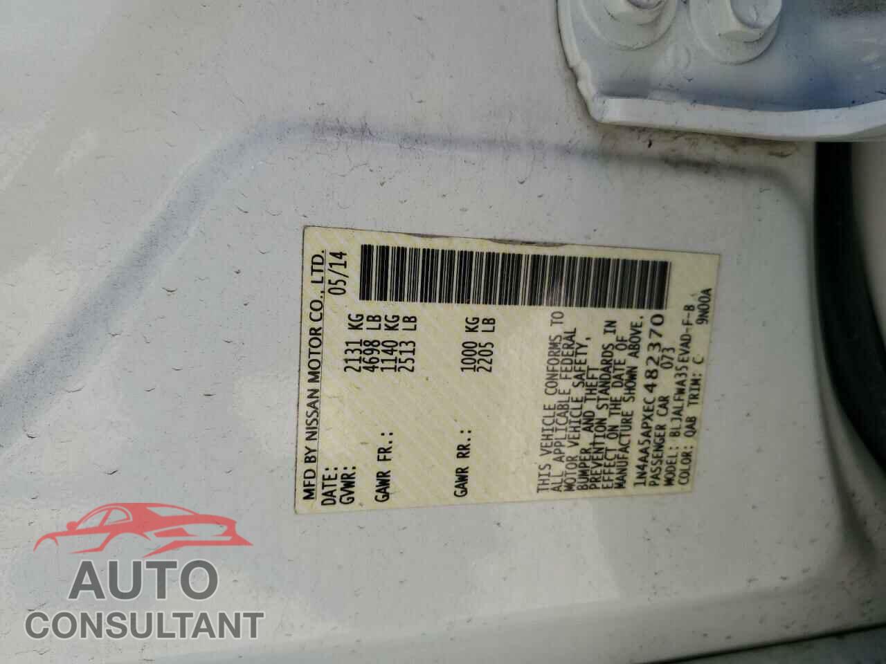 NISSAN MAXIMA 2014 - 1N4AA5APXEC482370