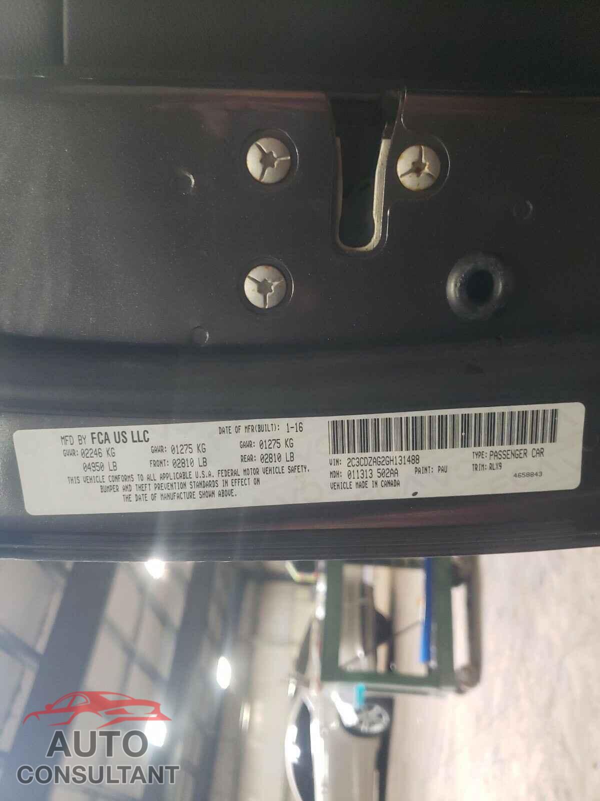 DODGE CHALLENGER 2016 - 2C3CDZAG2GH131488