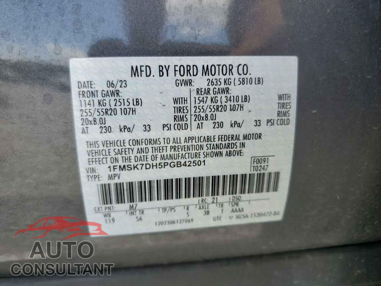 FORD EXPLORER 2023 - 1FMSK7DH5PGB42501