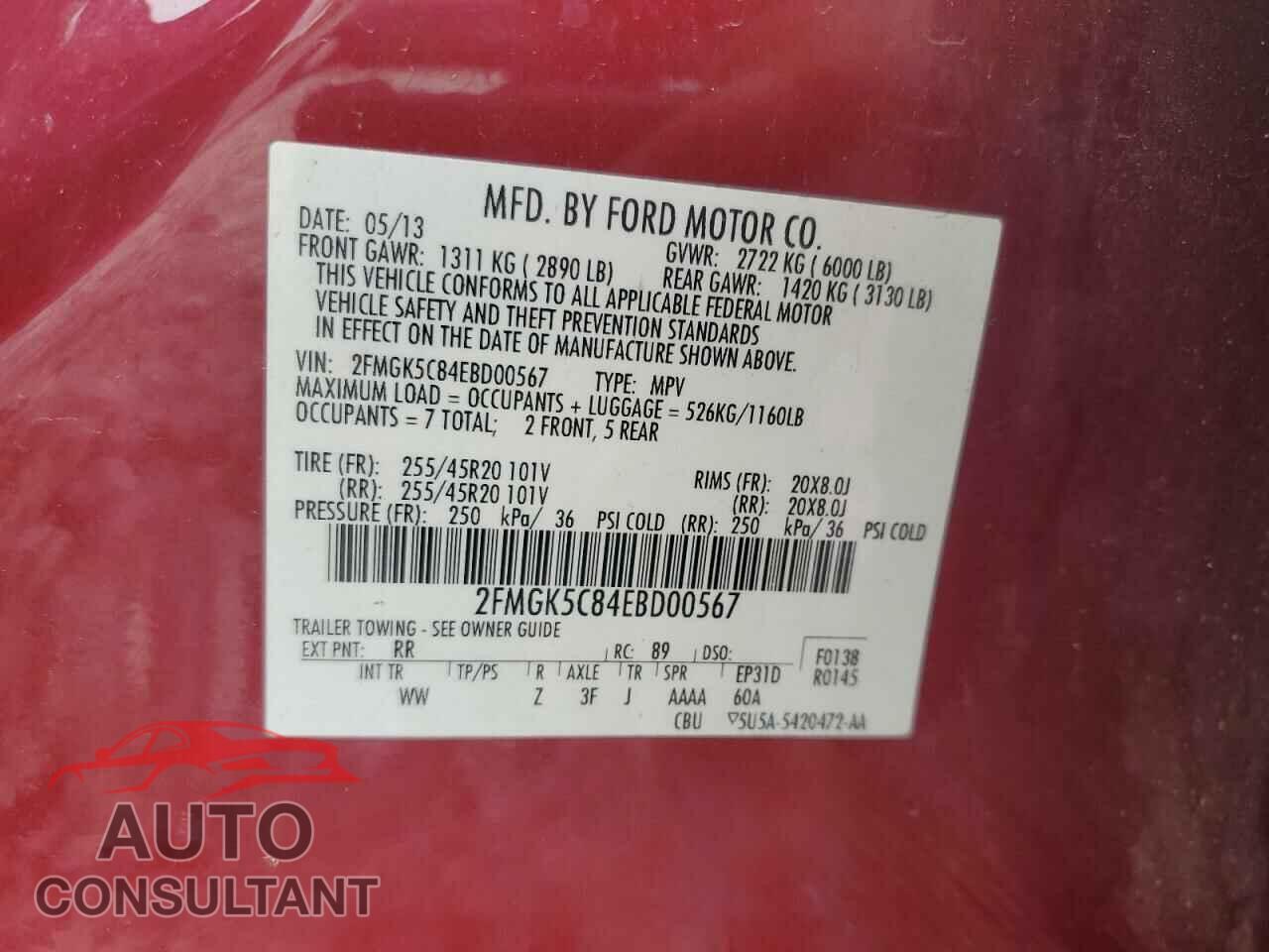 FORD FLEX 2014 - 2FMGK5C84EBD00567
