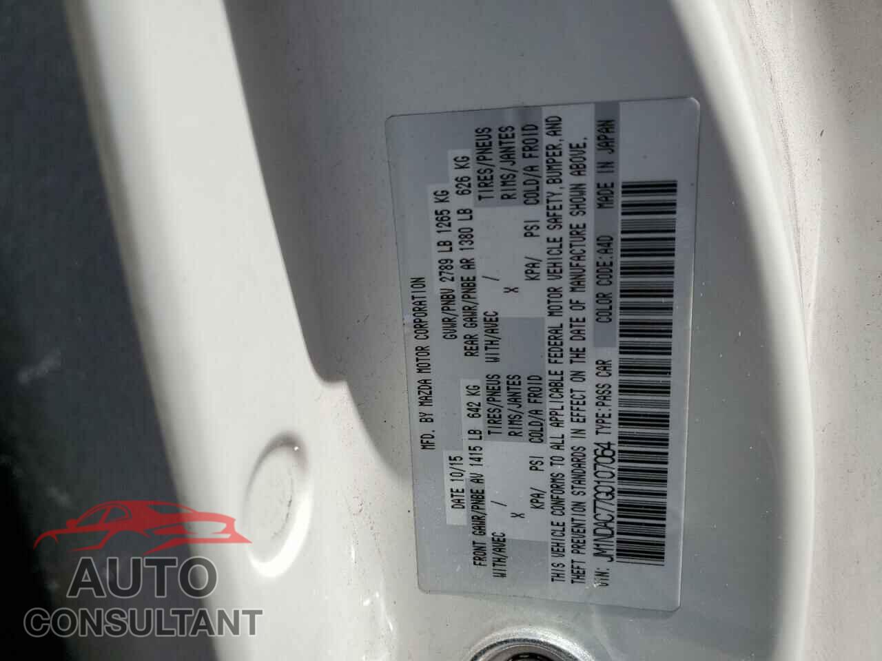MAZDA MX5 2016 - JM1NDAC77G0107064