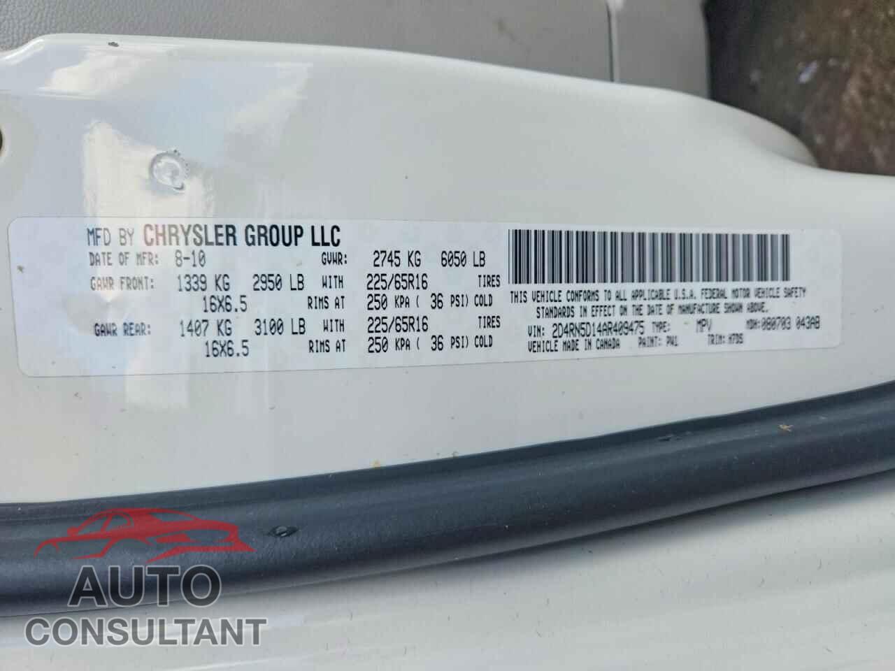 DODGE CARAVAN 2010 - 2D4RN5D14AR409475