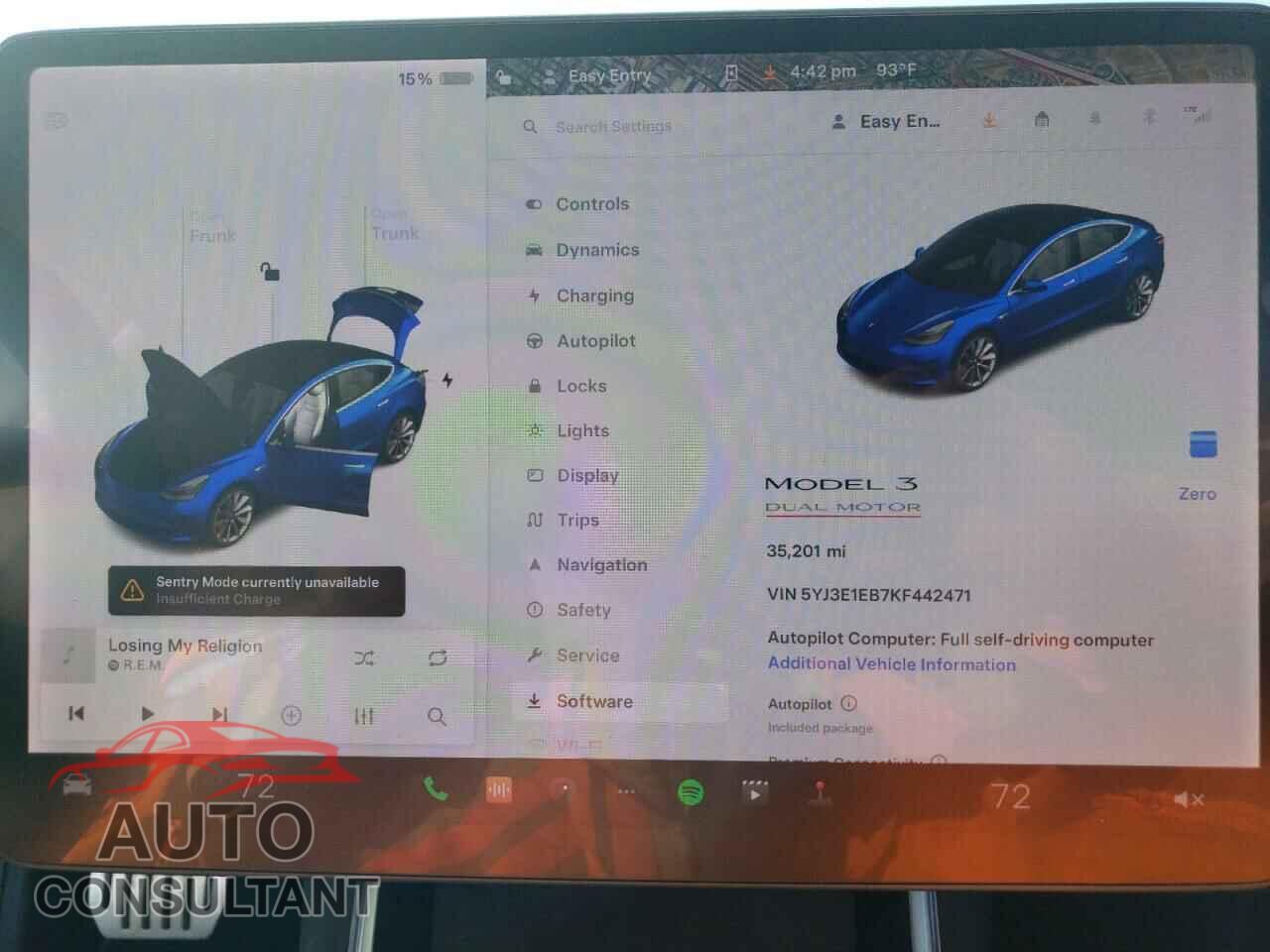 TESLA MODEL 3 2019 - 5YJ3E1EB7KF442471