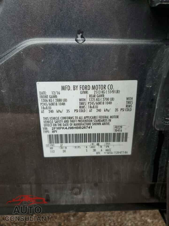 FORD EDGE 2017 - 2FMPK4J98HBB26741