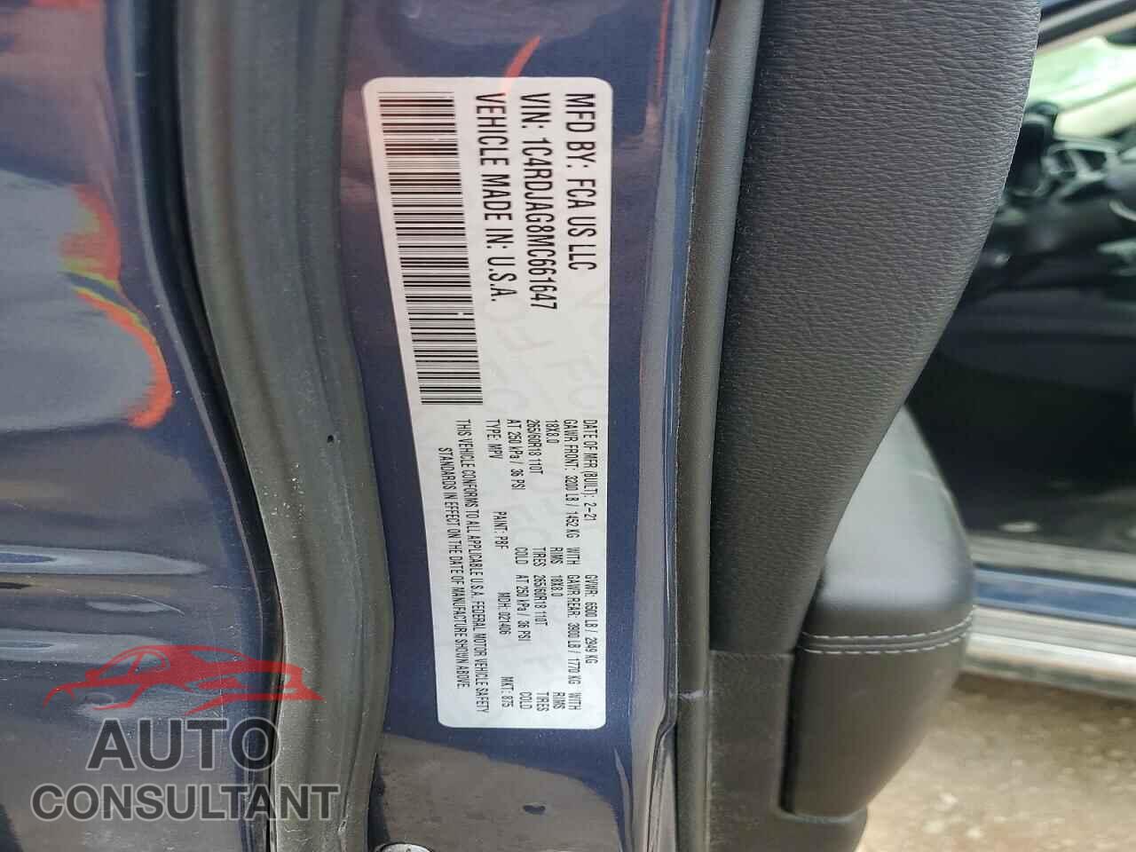 DODGE DURANGO 2021 - 1C4RDJAG8MC661647