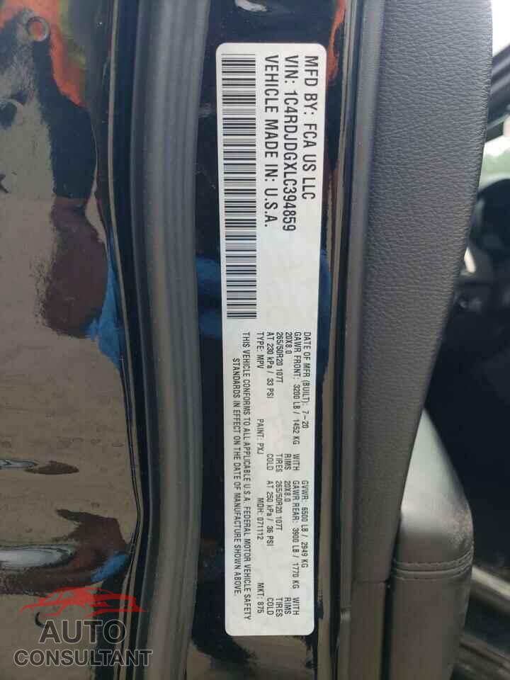 DODGE DURANGO 2020 - 1C4RDJDGXLC394859