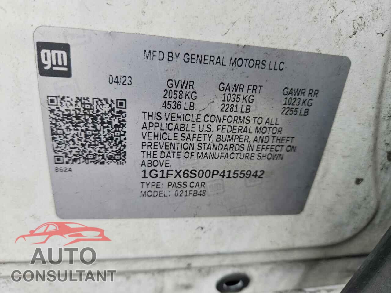 CHEVROLET BOLT 2023 - 1G1FX6S00P4155942