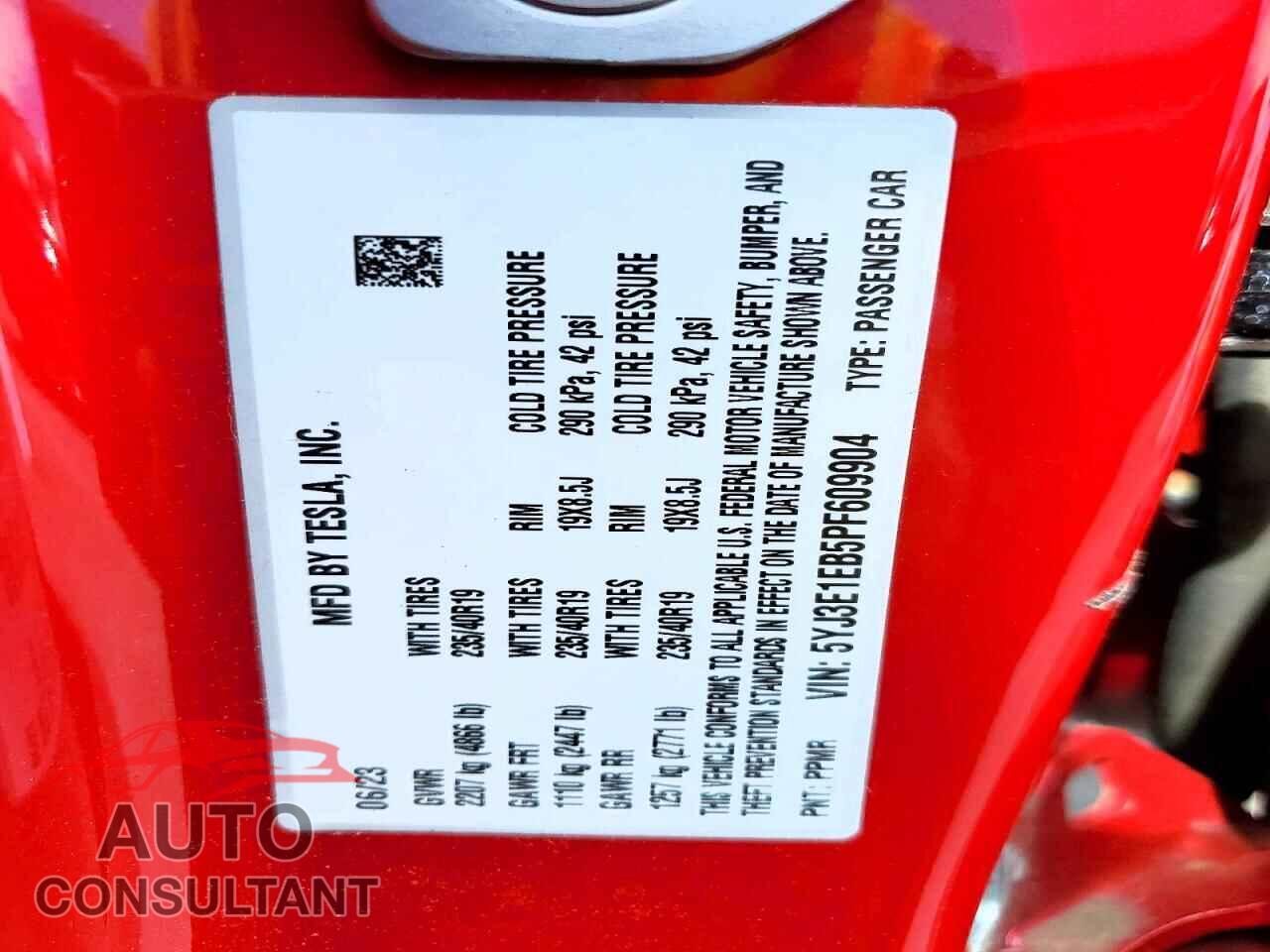 TESLA MODEL 3 2023 - 5YJ3E1EB5PF609904