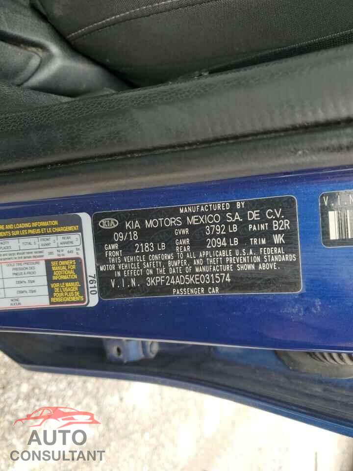 KIA FORTE 2019 - 3KPF24AD5KE031574