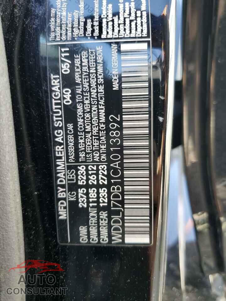 MERCEDES-BENZ CLS-CLASS 2012 - WDDLJ7DB1CA013892