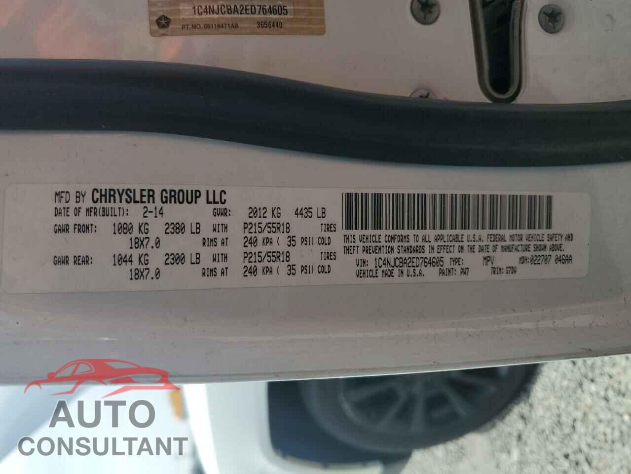JEEP COMPASS 2014 - 1C4NJCBA2ED764605