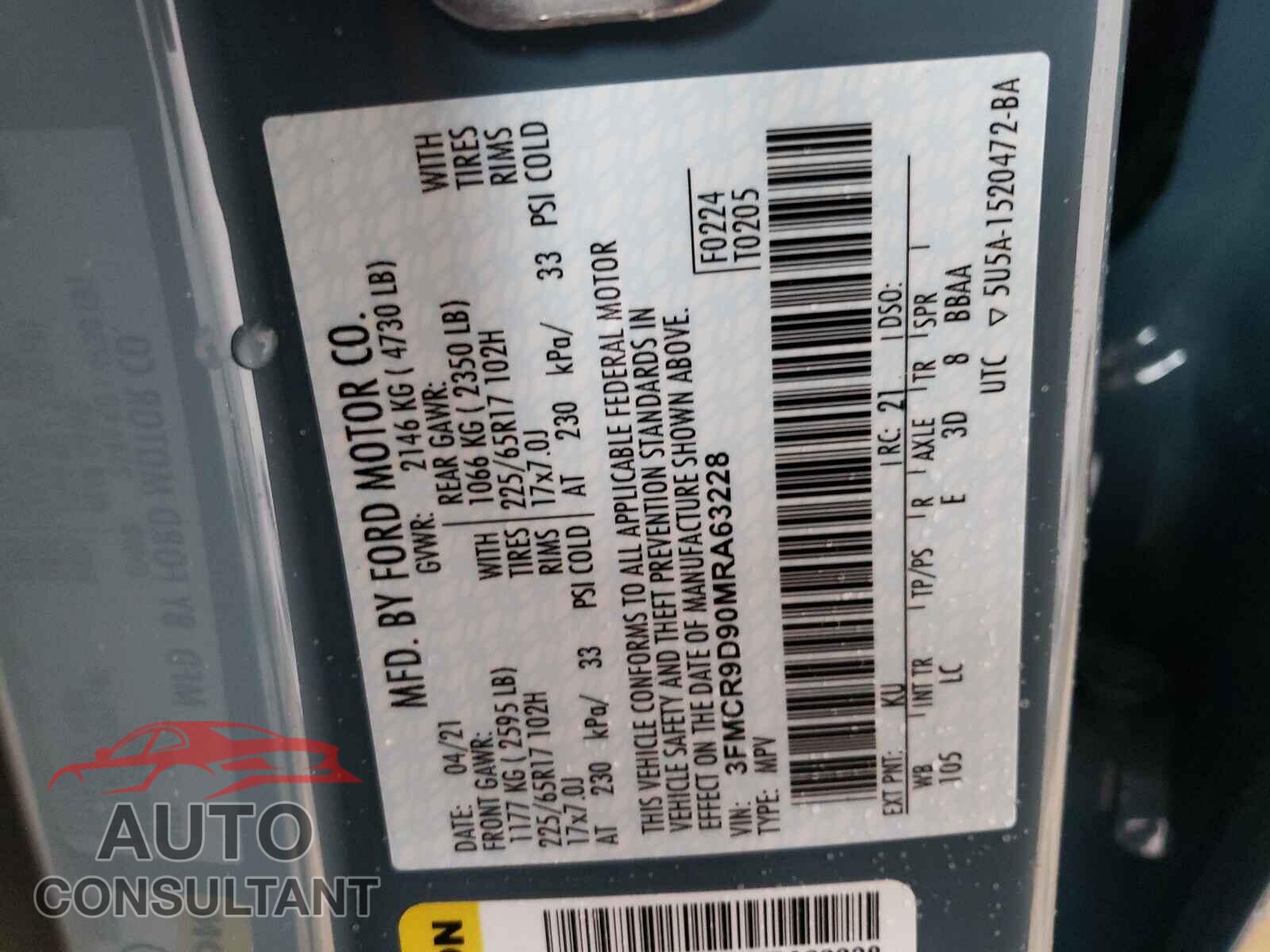 FORD BRONCO 2021 - 3FMCR9D90MRA63228