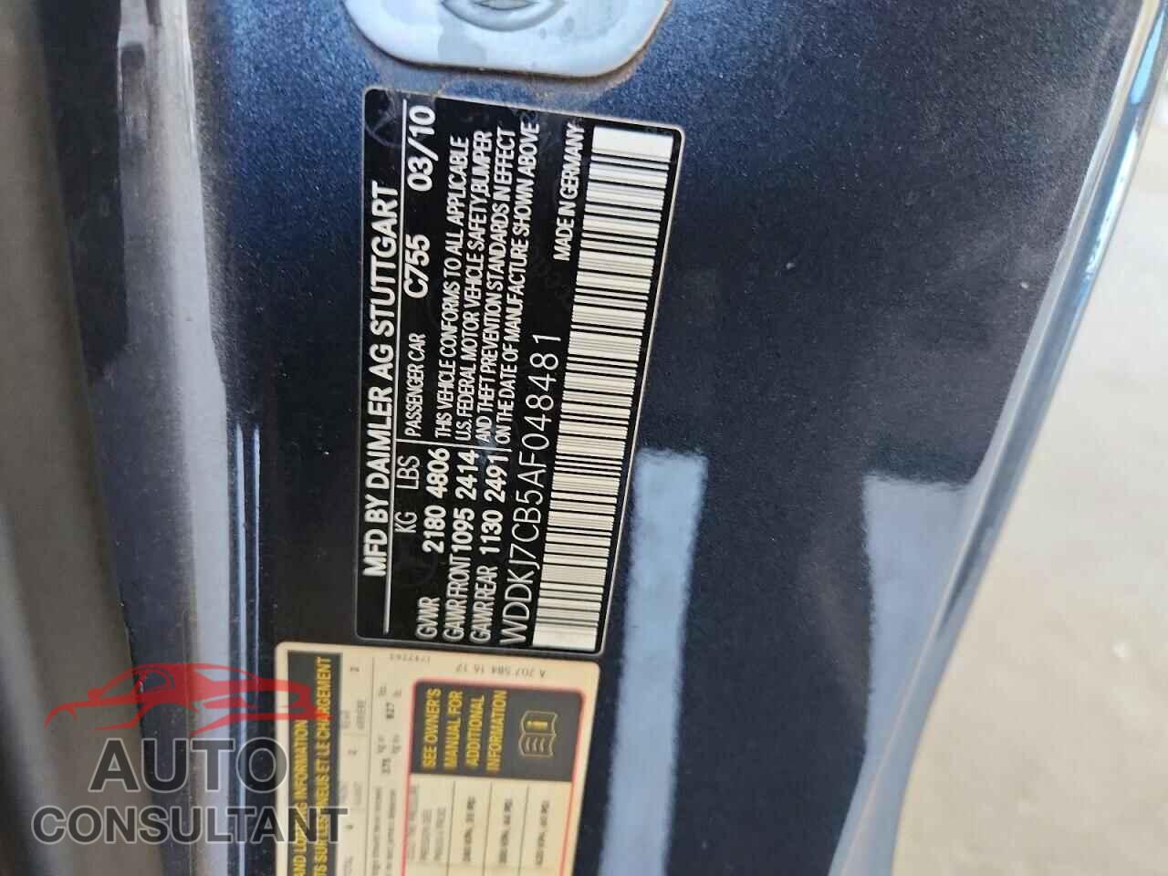 MERCEDES-BENZ E-CLASS 2010 - WDDKJ7CB5AF048481