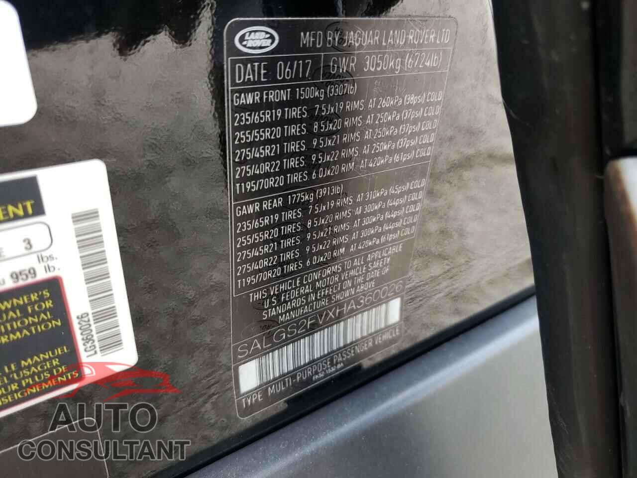 LAND ROVER RANGEROVER 2017 - SALGS2FVXHA360026