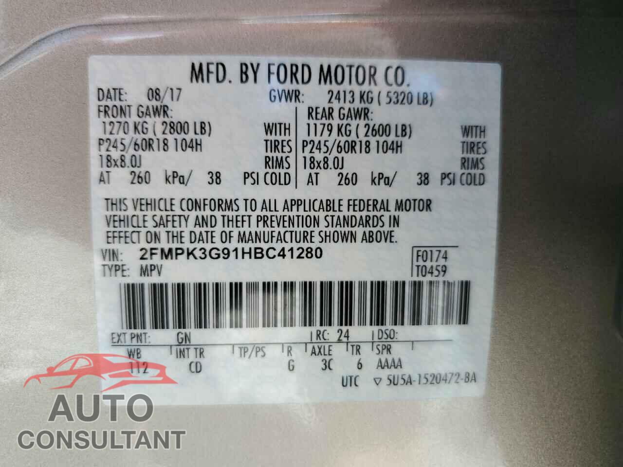 FORD EDGE 2017 - 2FMPK3G91HBC41280