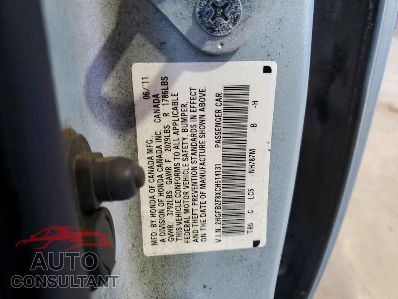 HONDA CIVIC 2012 - 2HGFB2F8XCH514131