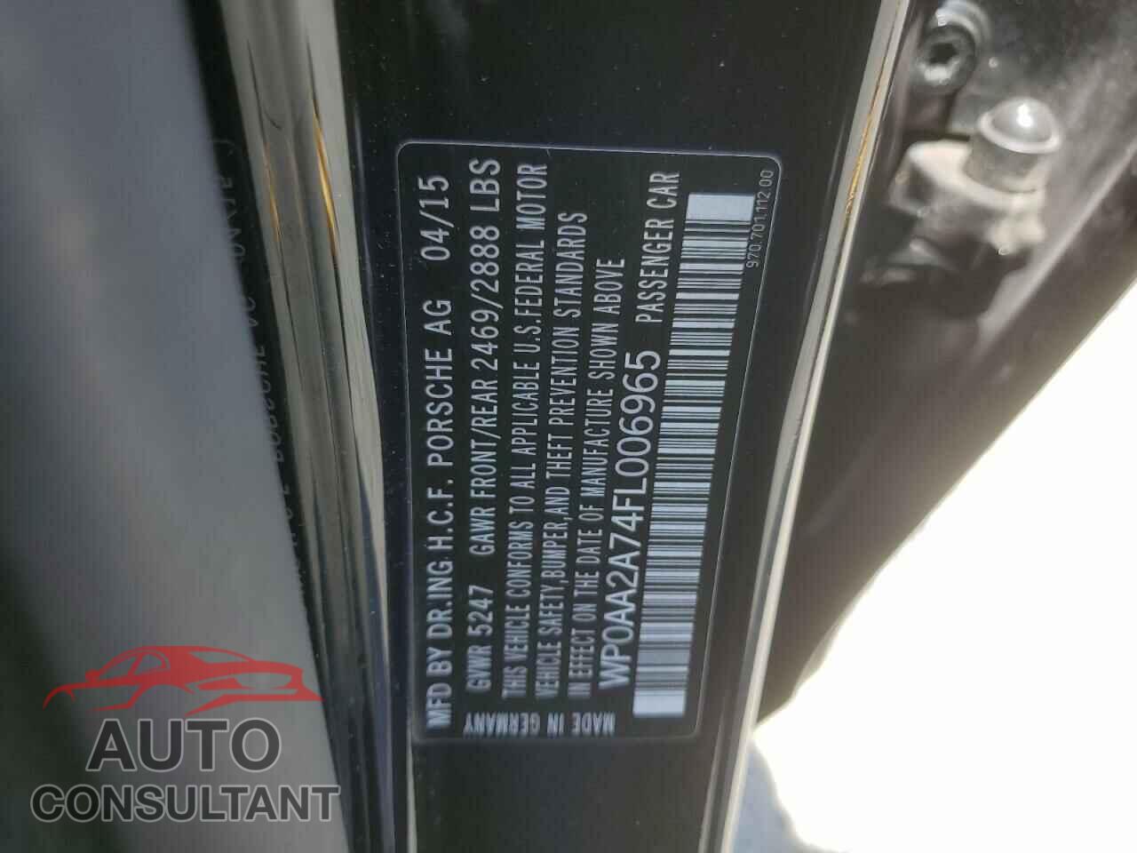 PORSCHE PANAMERA 2015 - WP0AA2A74FL006965