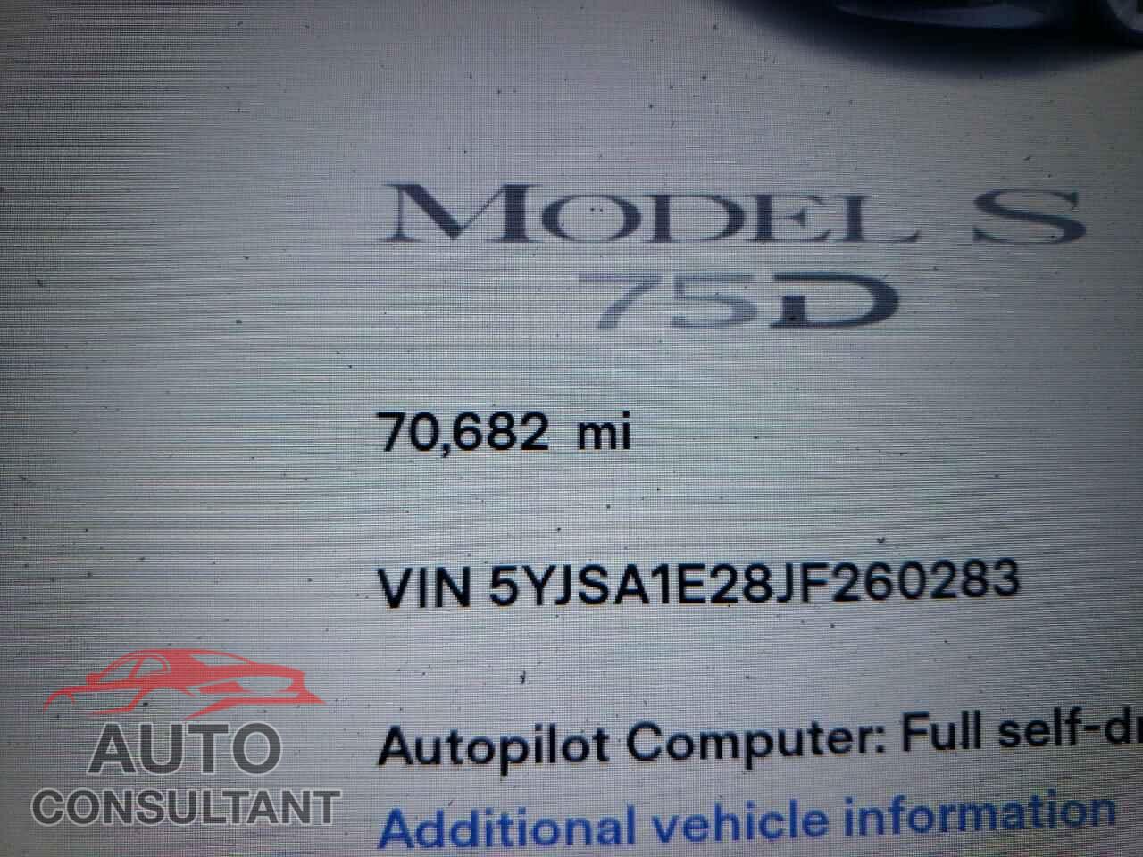 TESLA MODEL S 2018 - 5YJSA1E28JF260283