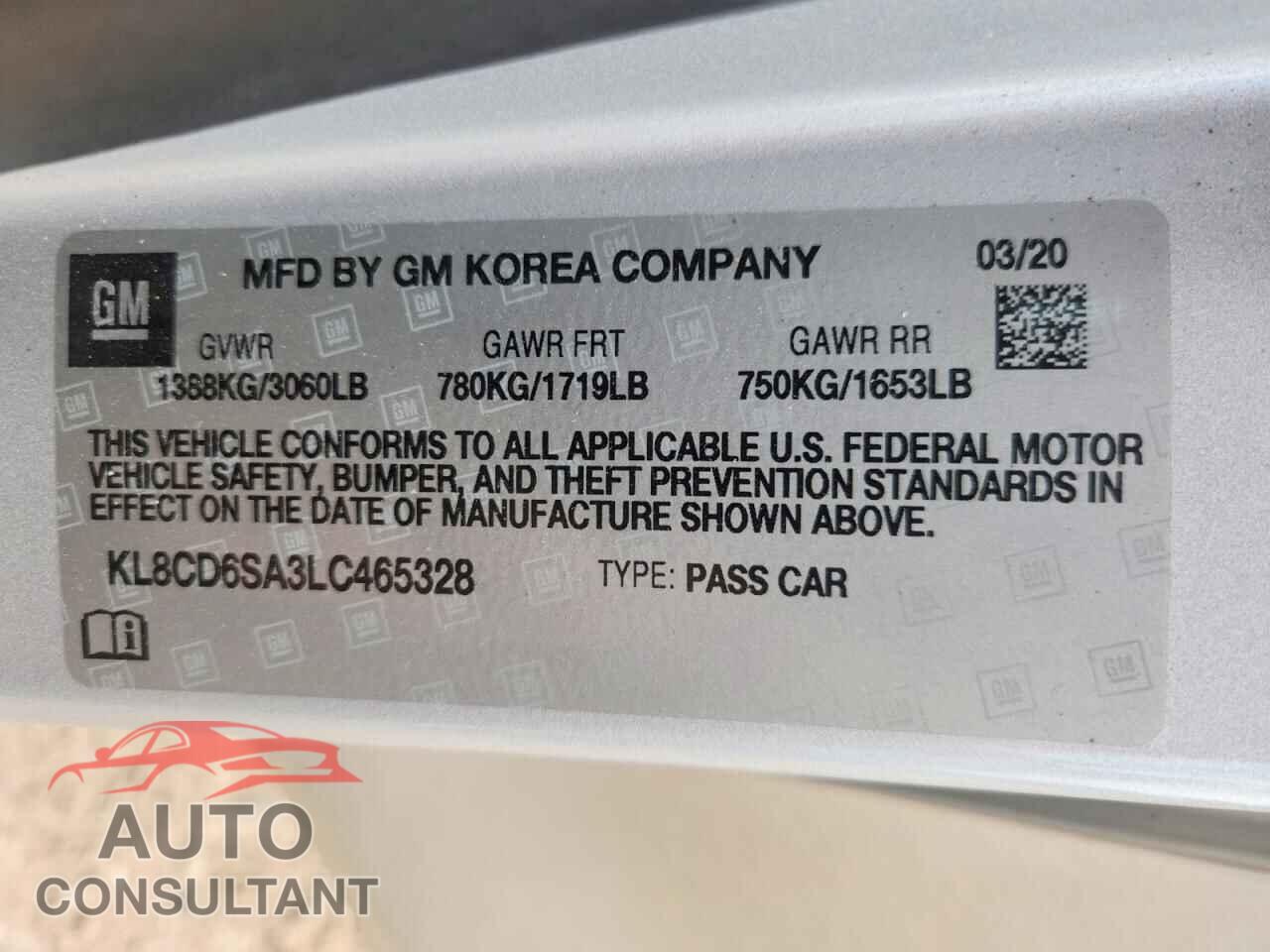 CHEVROLET SPARK 2020 - KL8CD6SA3LC465328