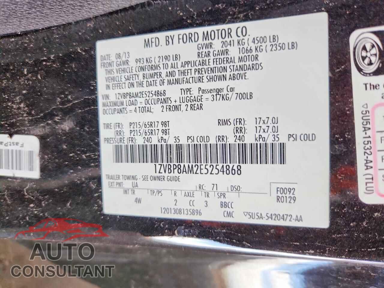 FORD MUSTANG 2014 - 1ZVBP8AM2E5254868
