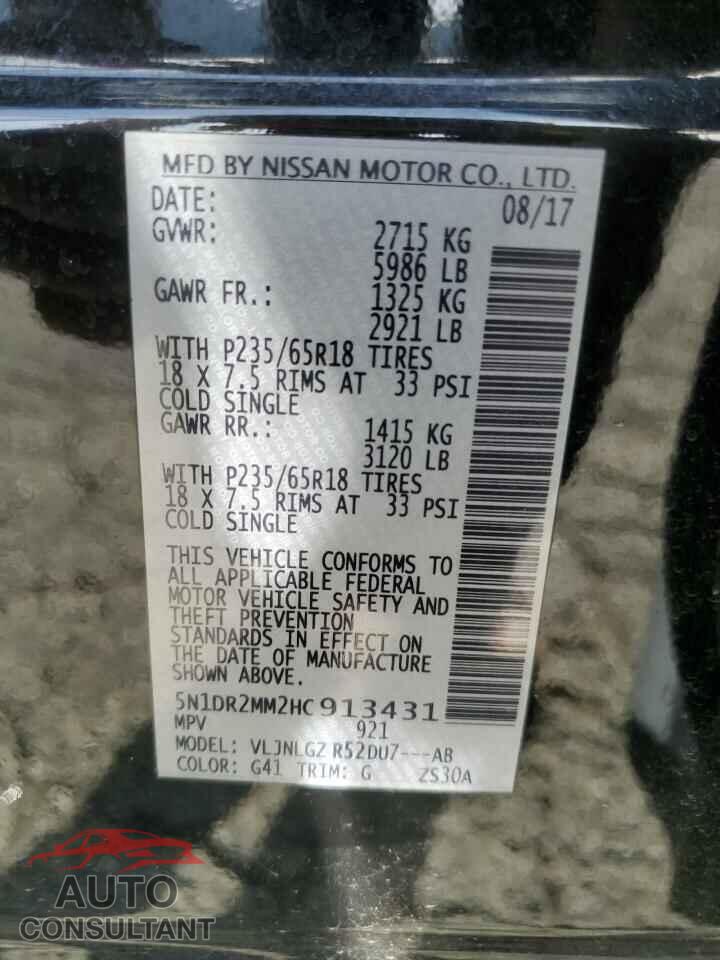 NISSAN PATHFINDER 2017 - 5N1DR2MM2HC913431