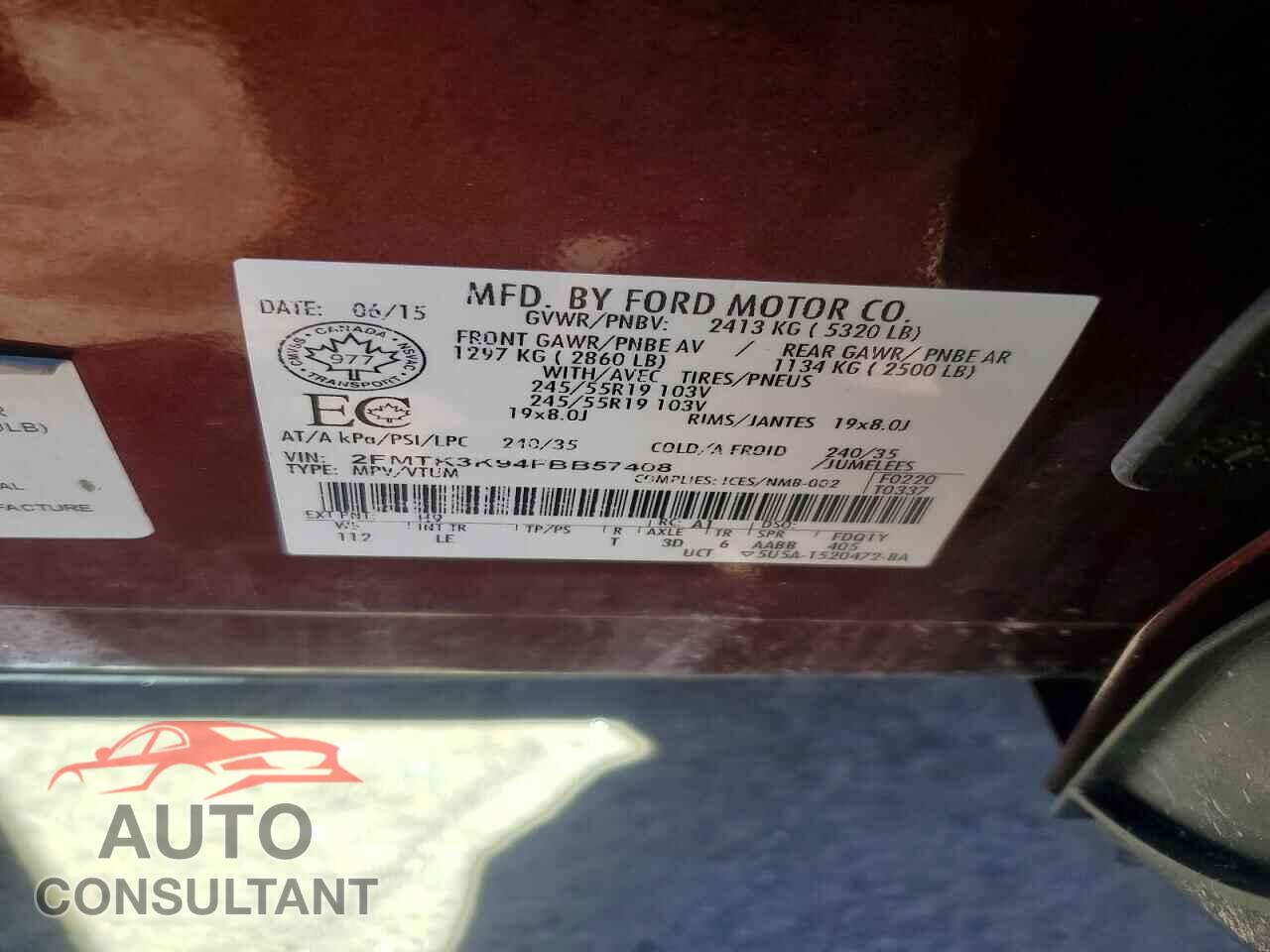 FORD EDGE 2015 - 2FMTK3K94FBB57408